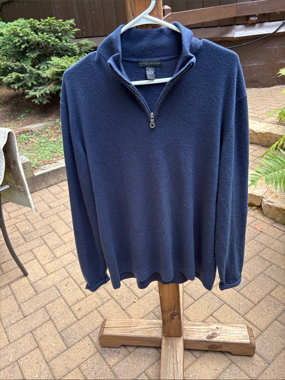Men's Navy Half-Zip Sweater by Via Europa